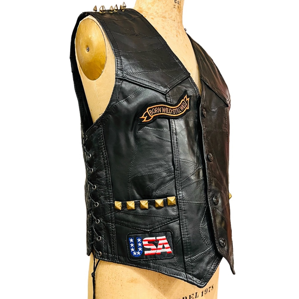 Diamond Plate Buffalo Leather Vest Jacket Size Medium Gem